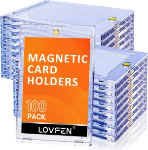 35pt Magnetic Card Holder 100 Pack, Premium One-Touch Protector for Sports, Baseball, and Collectible Trading Cards, Secure Display Case for Standard-Sized Cards
