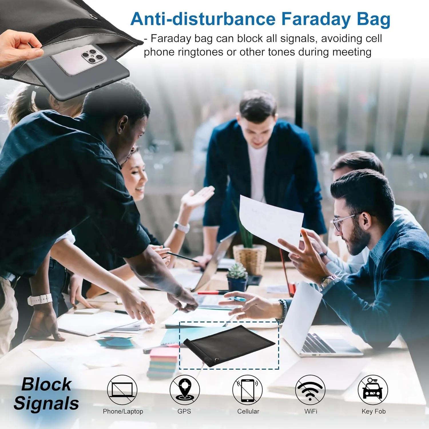 4 Pack Faraday Bags, Faraday Cage for Anti-Theft Anti-Tracking, Waterproof & Fireproof Faraday Bag for Laptops, Tablets, Phones, Car Keys