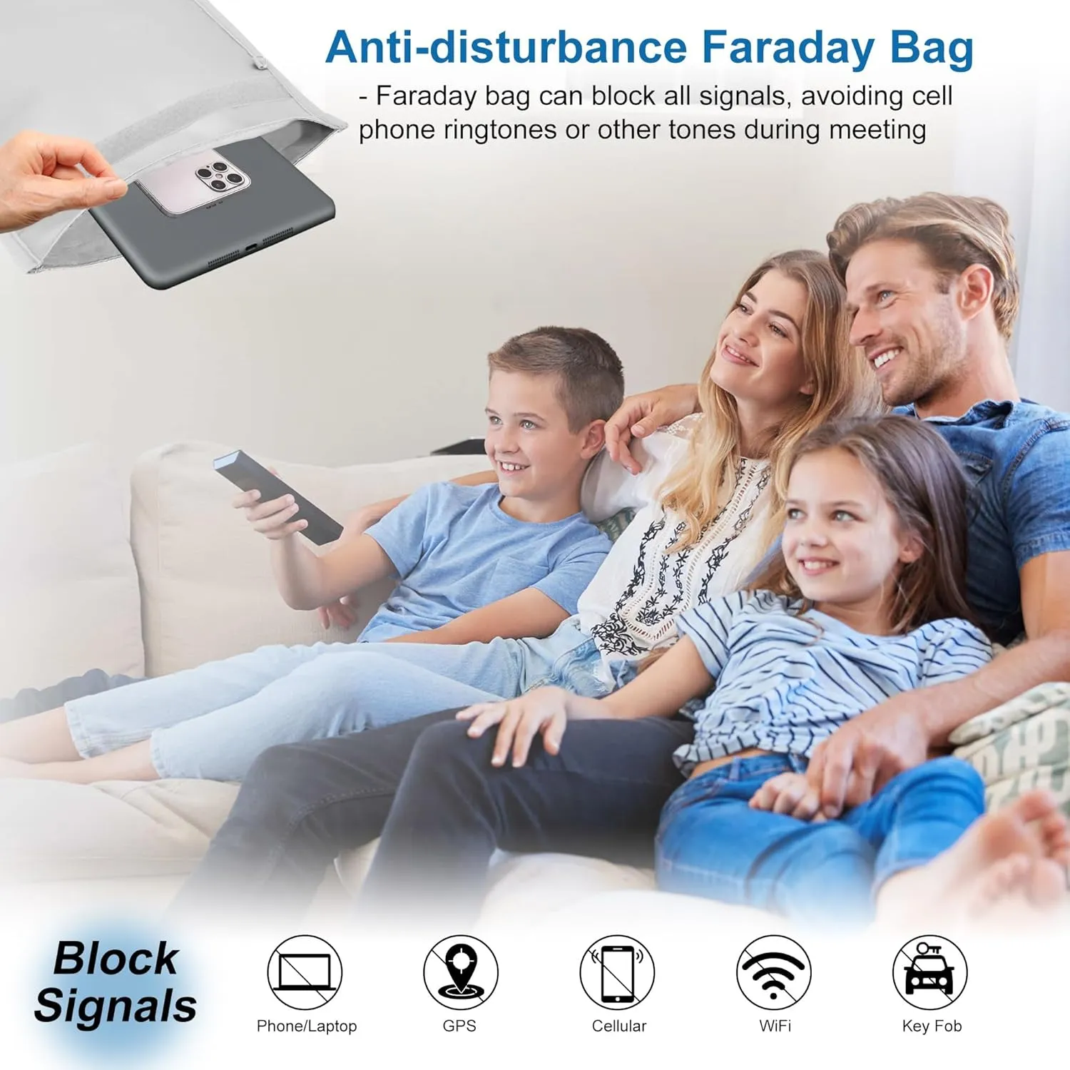 4 Pack Faraday Bags, Faraday Cage for Anti-Theft Anti-Tracking, Waterproof & Fireproof Faraday Bag for Laptops, Tablets, Phones, Car Keys