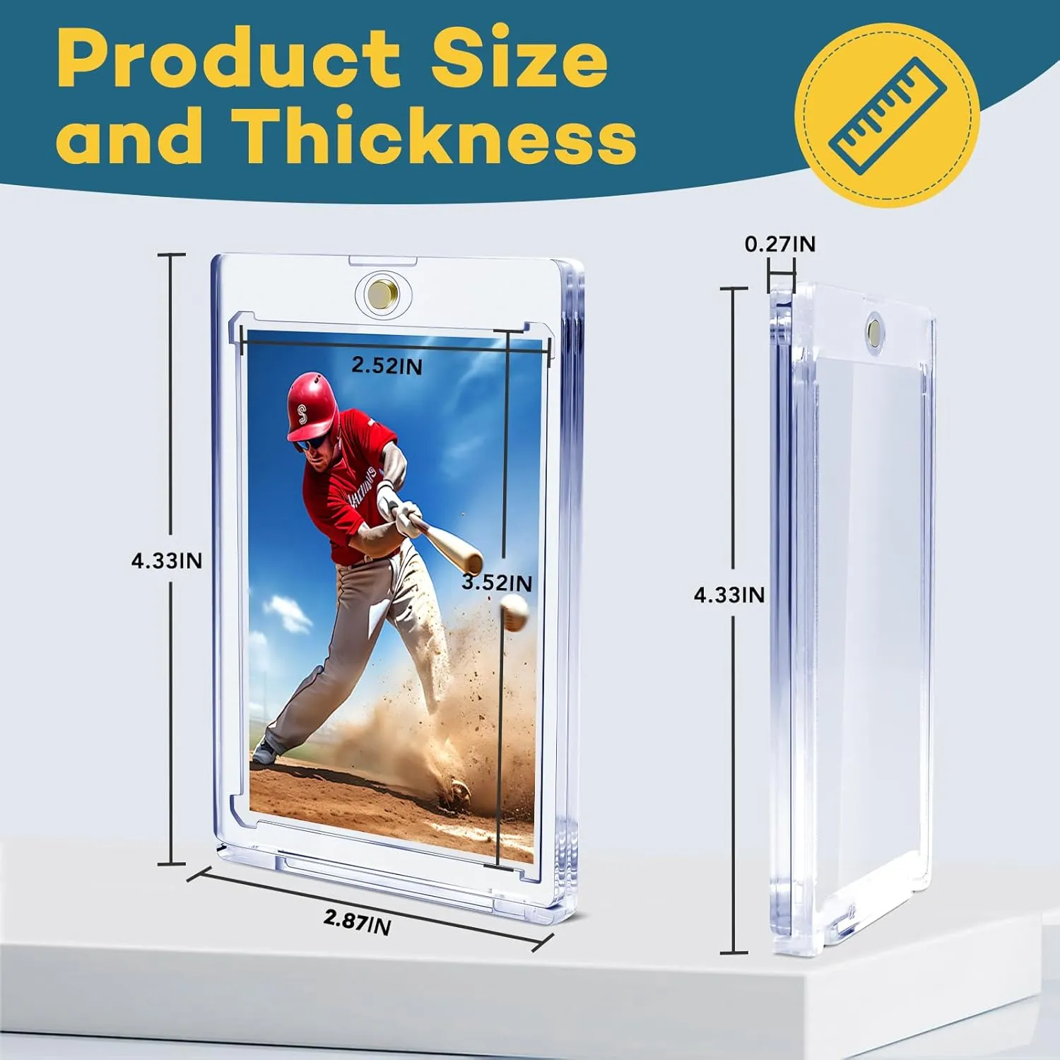 40 PCS Magnetic Card Holder, 35pt One Touch Card Holder for Baseball Cards,U-V Protection Hard Plastic Magnetic Card Case,Card Holders for Sports Cards, Trading Card Display, Game Card Protector