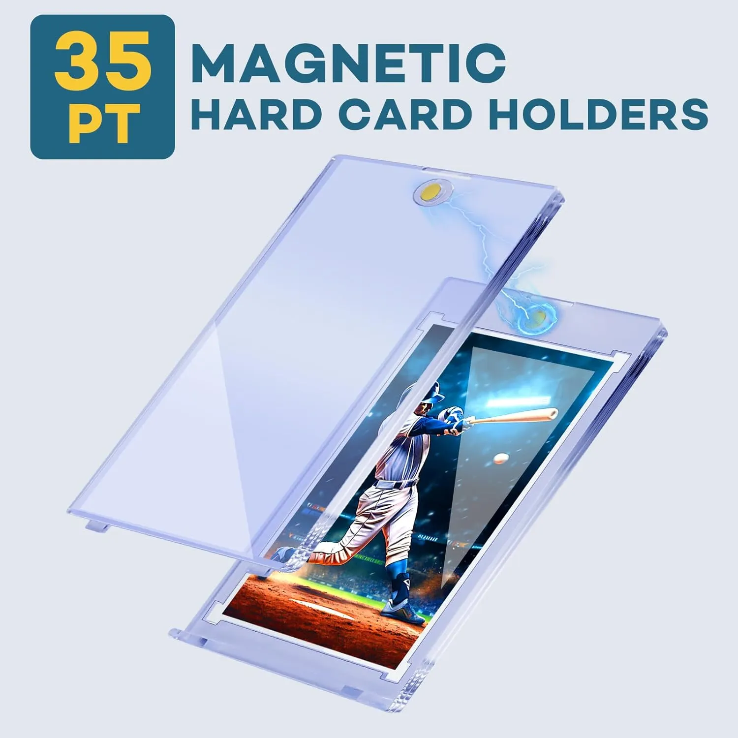 40 PCS Magnetic Card Holder, 35pt One Touch Card Holder for Baseball Cards,U-V Protection Hard Plastic Magnetic Card Case,Card Holders for Sports Cards, Trading Card Display, Game Card Protector