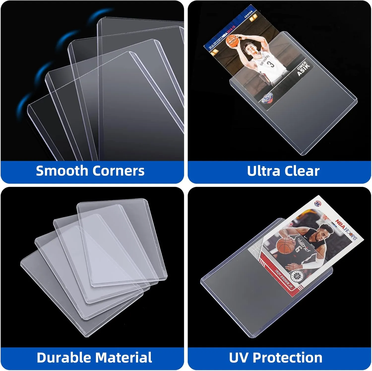 400 Card Sleeves Top Loaders for Cards, Arjiekwei 3"X4" Baseball Card Protectors Hard Plastic, Premium Toploaders Card Holder for Trading Sports Football Game Cards(200 Top Loaders   200 Card Sleeves)