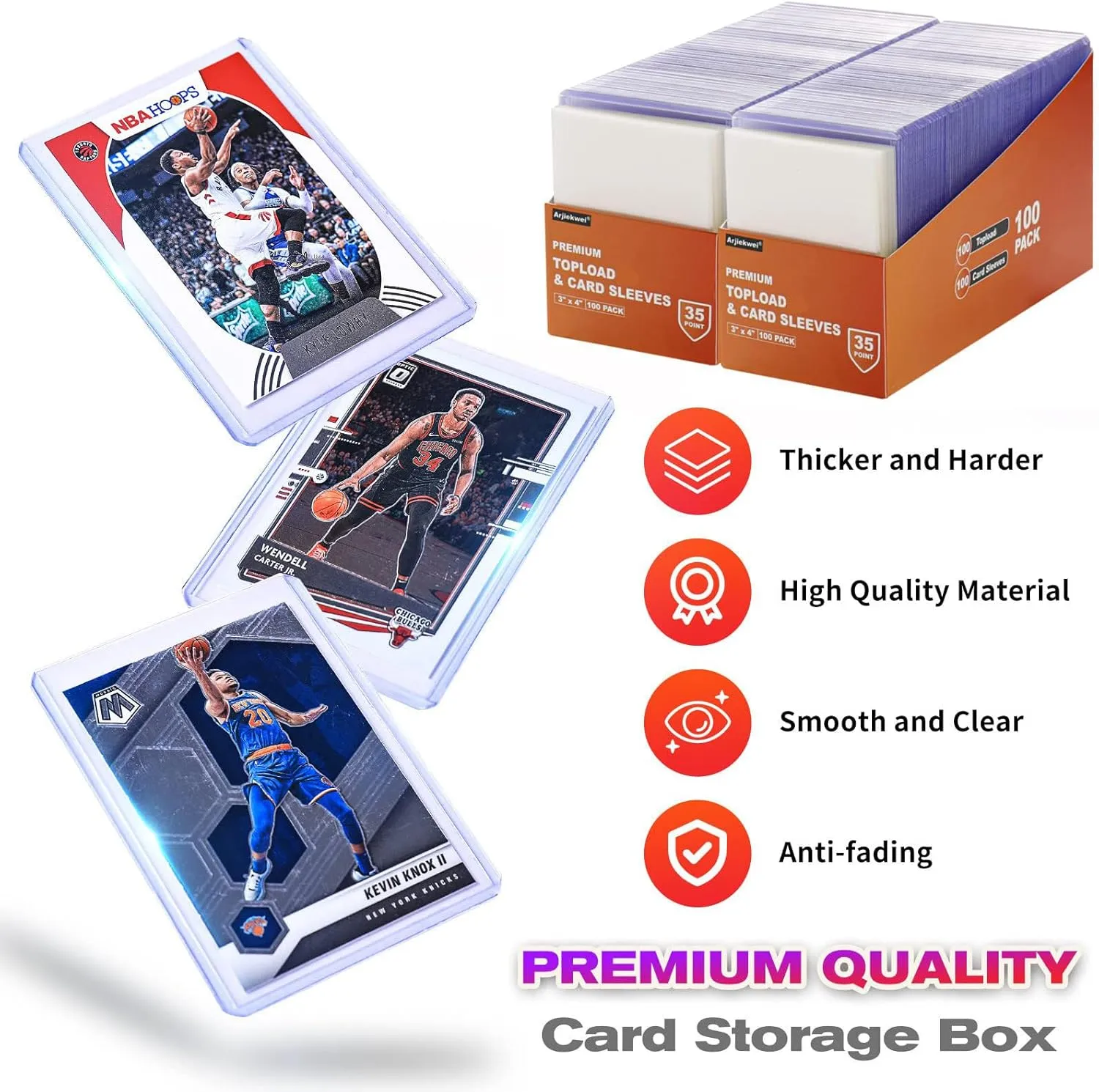 400 Card Sleeves Top Loaders for Cards, Arjiekwei 3"X4" Baseball Card Protectors Hard Plastic, Premium Toploaders Card Holder for Trading Sports Football Game Cards(200 Top Loaders   200 Card Sleeves)