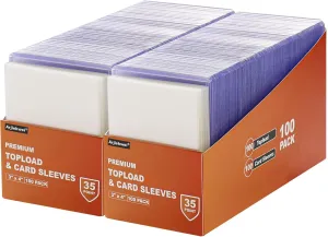 400 Card Sleeves Top Loaders for Cards, Arjiekwei 3"X4" Baseball Card Protectors Hard Plastic, Premium Toploaders Card Holder for Trading Sports Football Game Cards(200 Top Loaders   200 Card Sleeves)