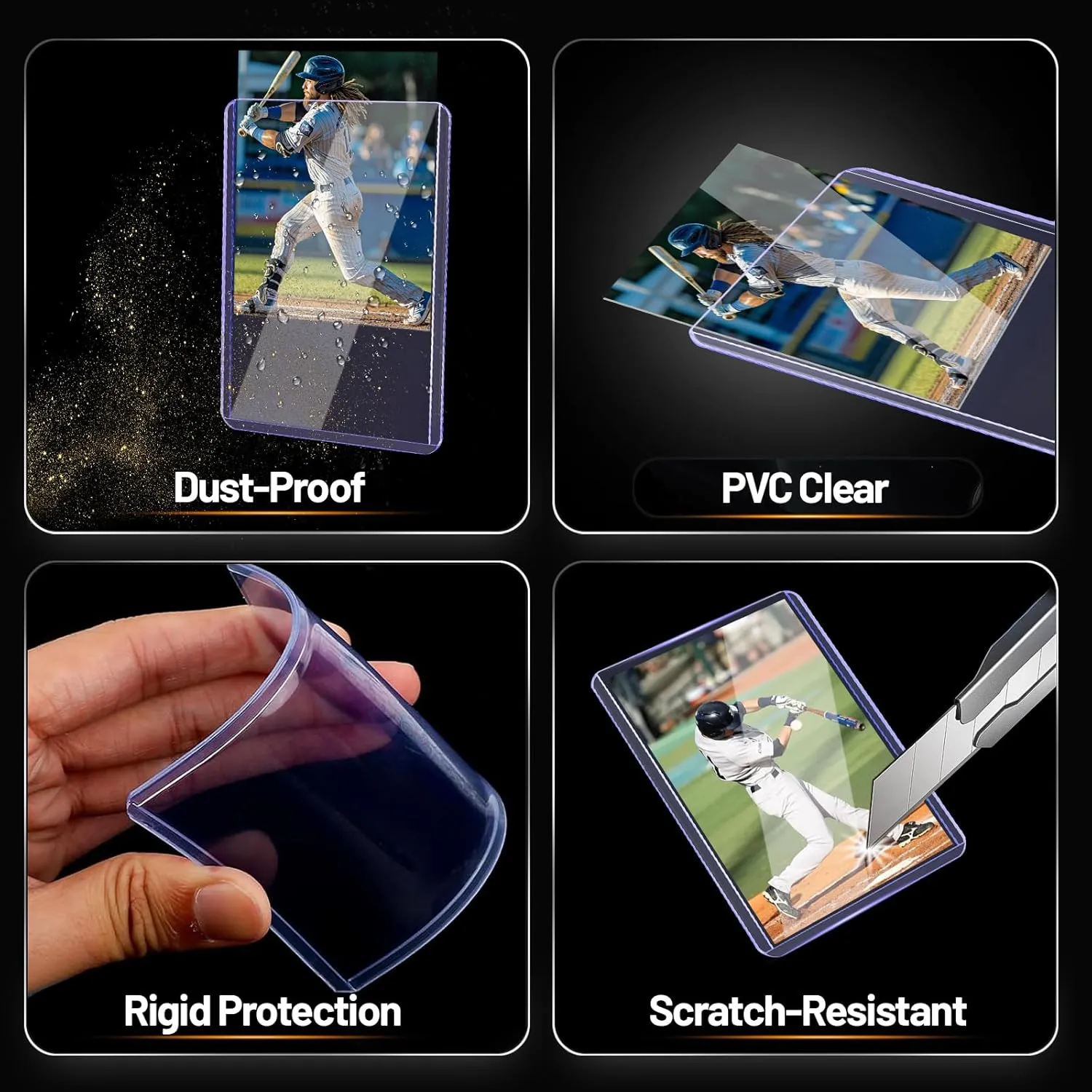 400 Toploaders for Cards & Penny Sleeve 35PT Hard Plastic Card Sleeves 3x4 Baseball Card Protector Holders for TCG Sports Football Collectible Trading Cards
