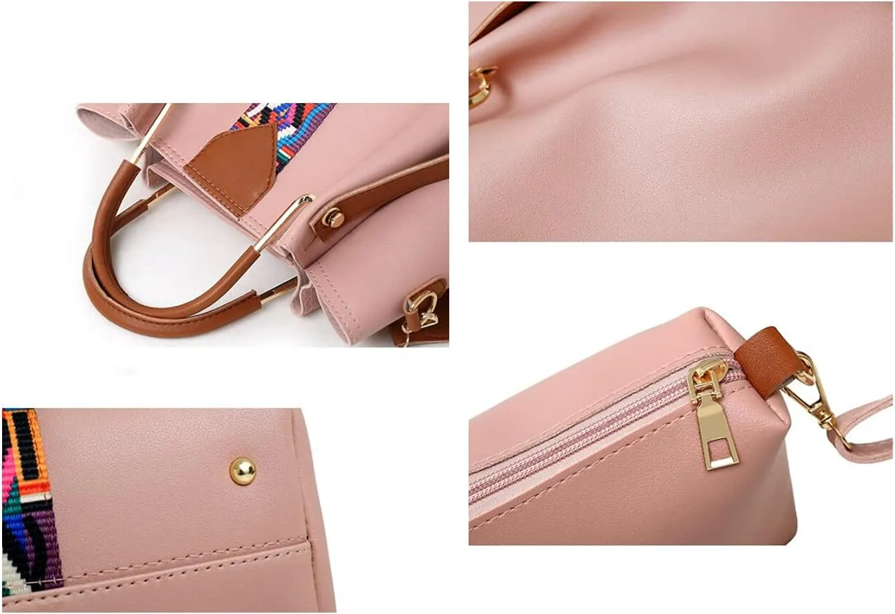4pcs Hobo Tote and Purse Satchel for Women Top-handle Handbag PU Shoulder Bag Clutch Card Holder