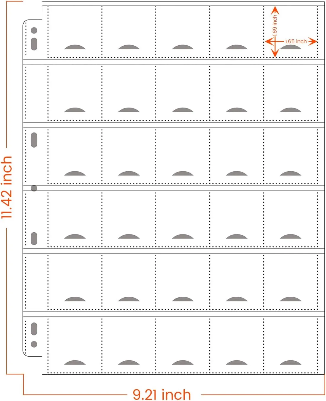 50-Sheets 30-Pocket Thumb-Cut Coin Pages - Coin Pocket Pages for 1.5 x 1.5 Inch Cardboard Coin Holder, Collecting Sleeves for Coin Flips, 1500 Pockets for Coin Binder, Coin Collection Storage Supplies