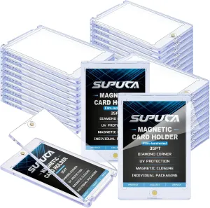 50ct Magnetic Card Holder 35PT, One Touch Card Holder for Trading Card, Card Protectors Hard Plastic, Card Sleeves Display Case for Baseball Card Sports Cards