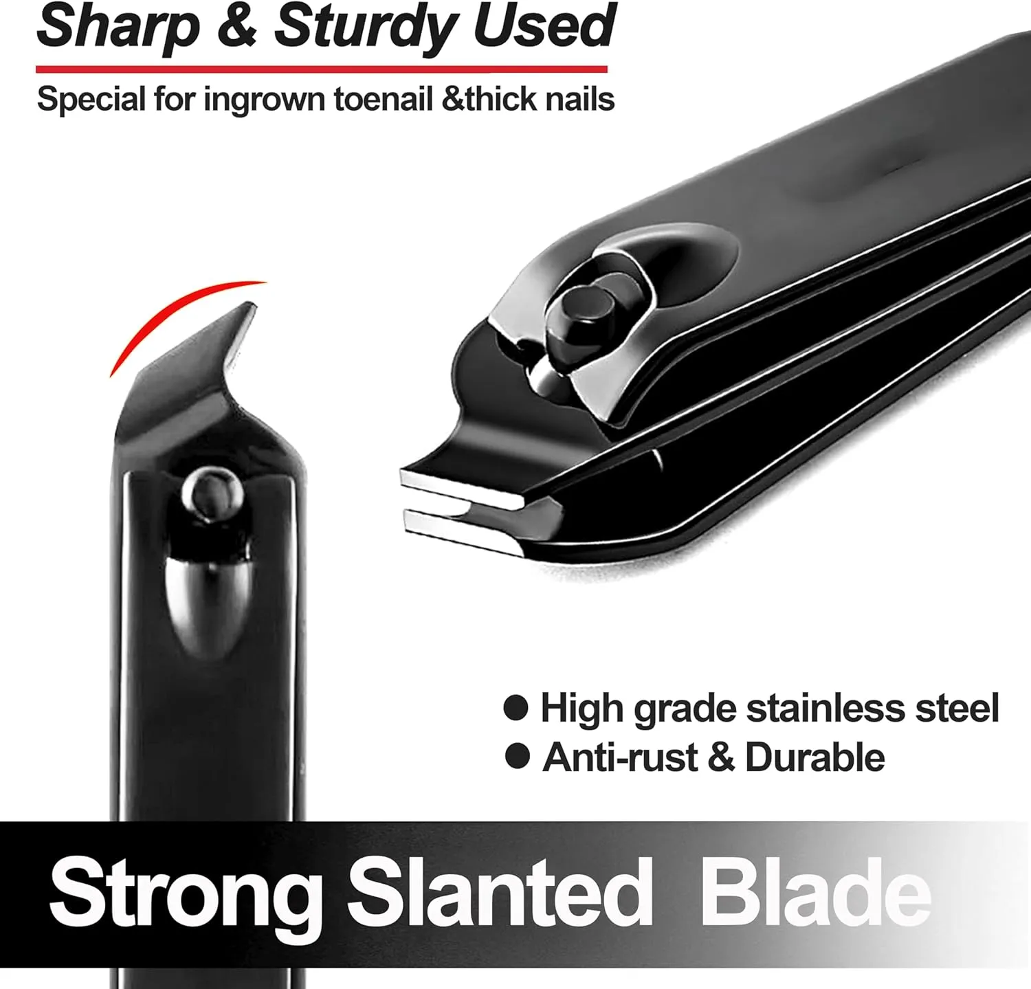 60-Pack Slanted Edge Nail Clippers Bulk, Angled Toe Nail Clippers Pack Cuticle Nail Cutters Clippers Fingernail Clippers Slanted for Women Men Seniors Homeless Care (Black)
