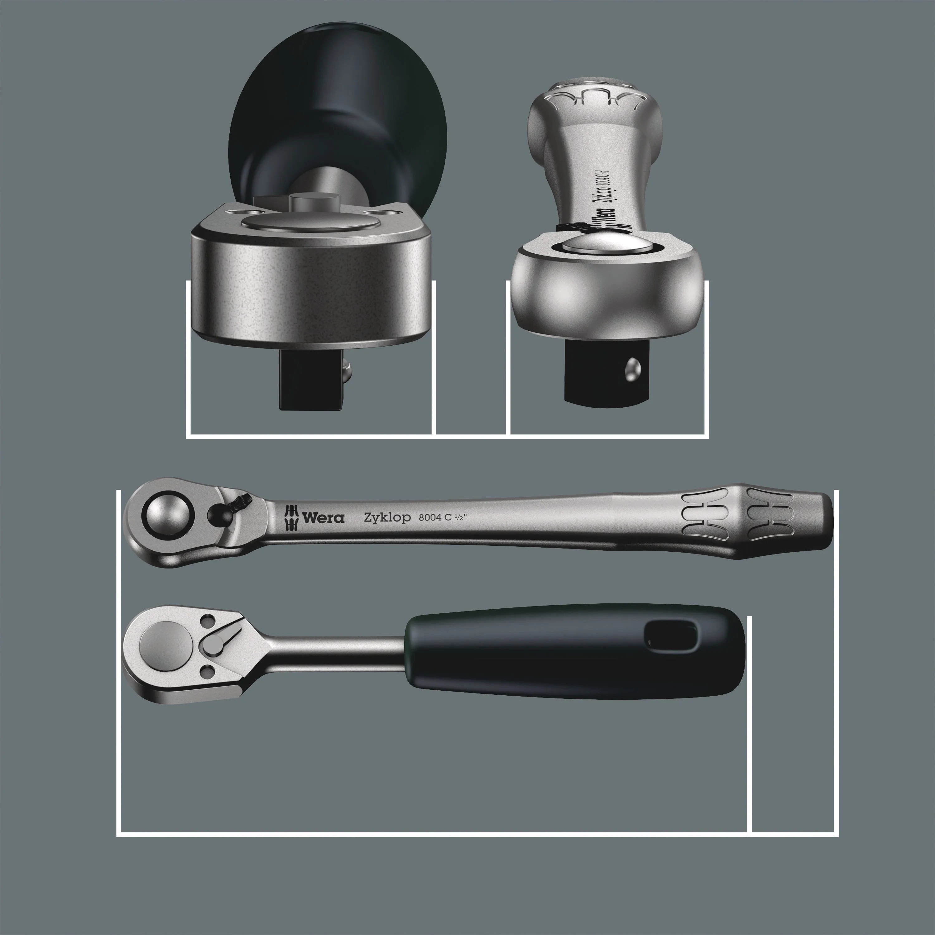 8004 C Zyklop Metal Ratchet with switch lever and 1/2" drive