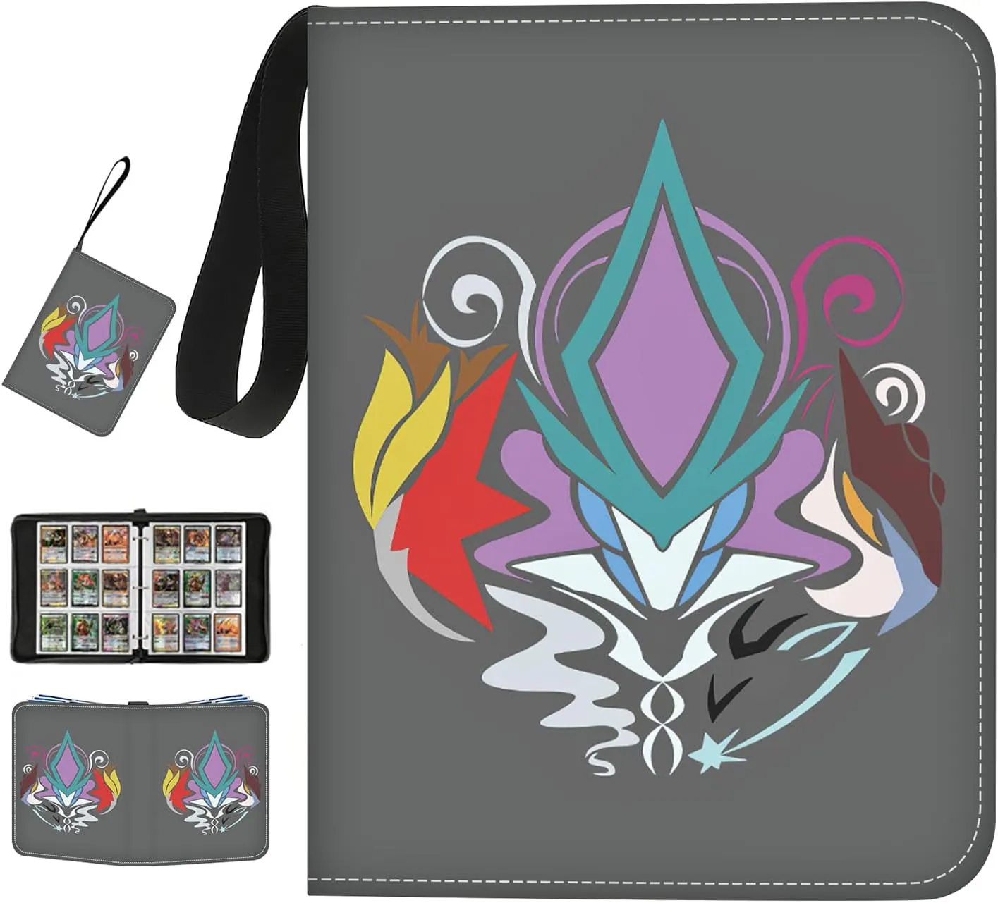 9 Pocket Trading Card Binder – 900 Capacity Trading Card Album with Zipper, PU Leather, Waterproof, Portable Collector Binder for TCG, MTG, Sports Cards.