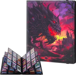 9 Pocket Trading Card Binder, Card Collection Binder for TCG, MTG, Sports Cards, Baseball, Fierce Dragon Trading Card Book Holder for Collectors, Top Loader Binder