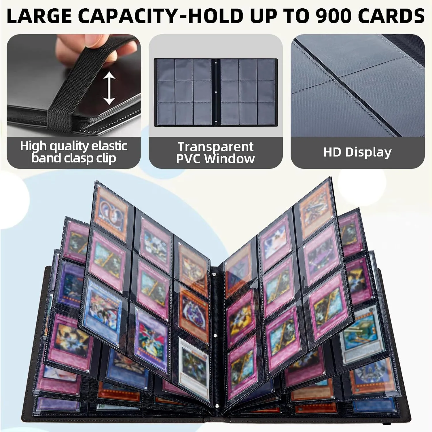 9 Pocket Trading Card Binder, Card Collection Binder for TCG, MTG, Sports Cards, Baseball, Fierce Dragon Trading Card Book Holder for Collectors, Top Loader Binder