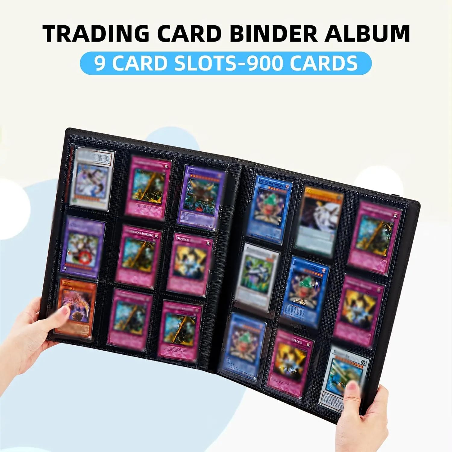 9 Pocket Trading Card Binder, Card Collection Binder for TCG, MTG, Sports Cards, Baseball, Fierce Dragon Trading Card Book Holder for Collectors, Top Loader Binder