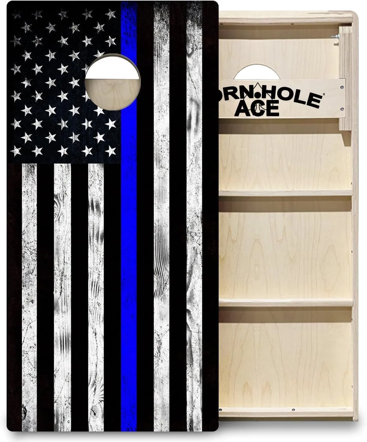 ACE PRO American Flag Cornhole Board Set | No Bounce | Triple Wide Legs, 3/4 inch Baltic Birch Plywood, Handles, Regulation Size, Tournament Style, Official Brand, Professional, Made in USA