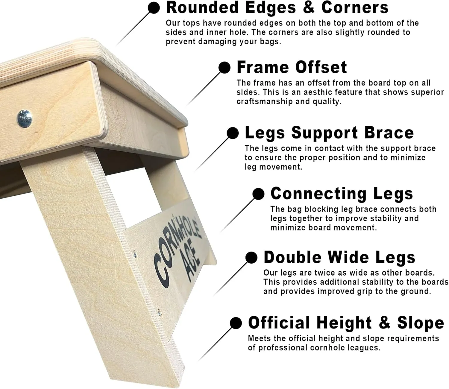 ACE PRO American Flag Cornhole Board Set | No Bounce | Triple Wide Legs, 3/4 inch Baltic Birch Plywood, Handles, Regulation Size, Tournament Style, Official Brand, Professional, Made in USA