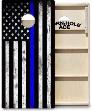 ACE PRO American Flag Cornhole Board Set | No Bounce | Triple Wide Legs, 3/4 inch Baltic Birch Plywood, Handles, Regulation Size, Tournament Style, Official Brand, Professional, Made in USA