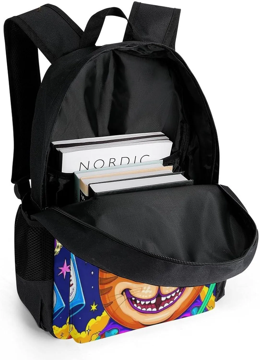 Acid Trip Colors Trippy Cat Eye Octopus Art Rucksacks Lightweight Multipurpose Anti-Theft Shoulder Bag Big Capacity Traveling & Camping Backpack With Side Pockets