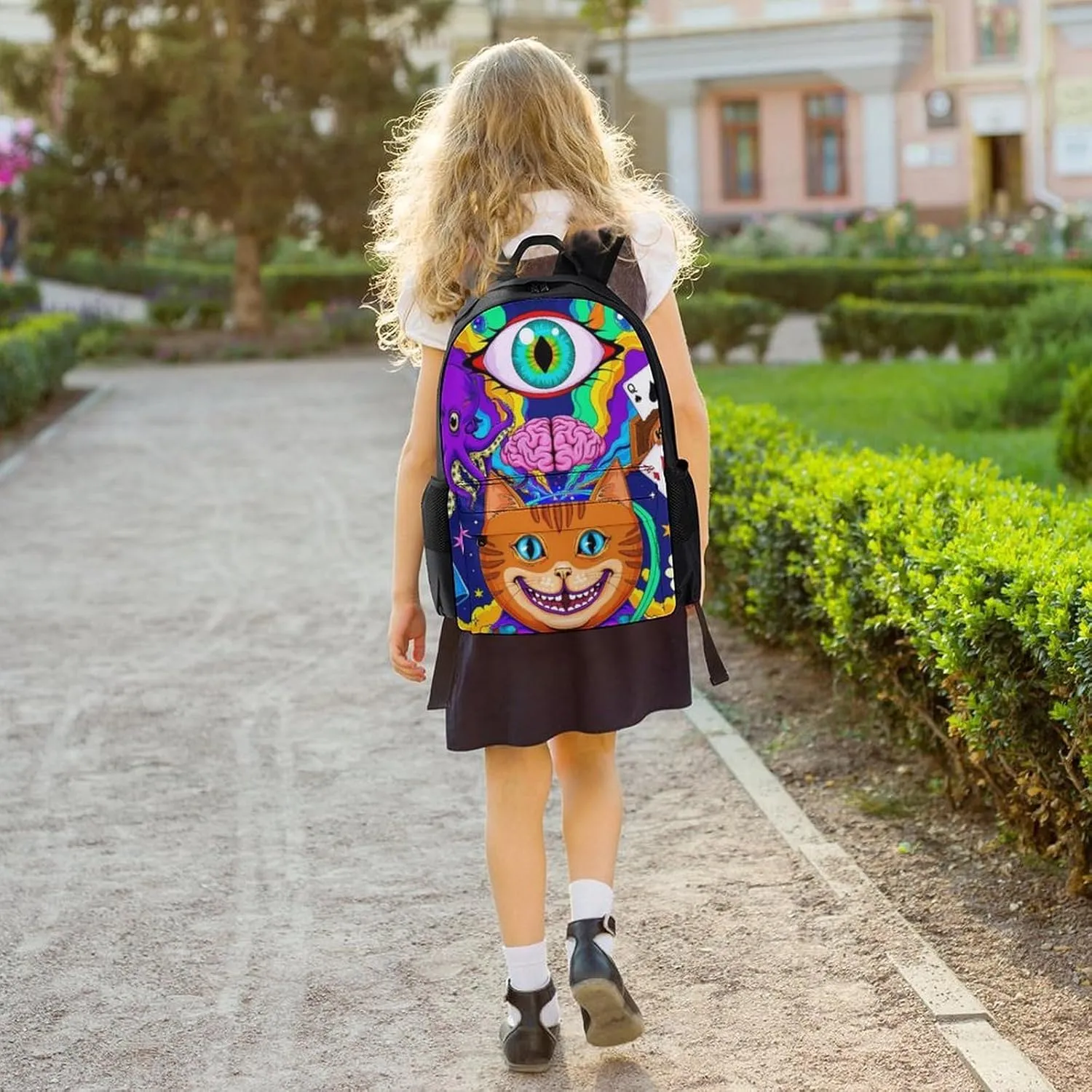 Acid Trip Colors Trippy Cat Eye Octopus Art Rucksacks Lightweight Multipurpose Anti-Theft Shoulder Bag Big Capacity Traveling & Camping Backpack With Side Pockets