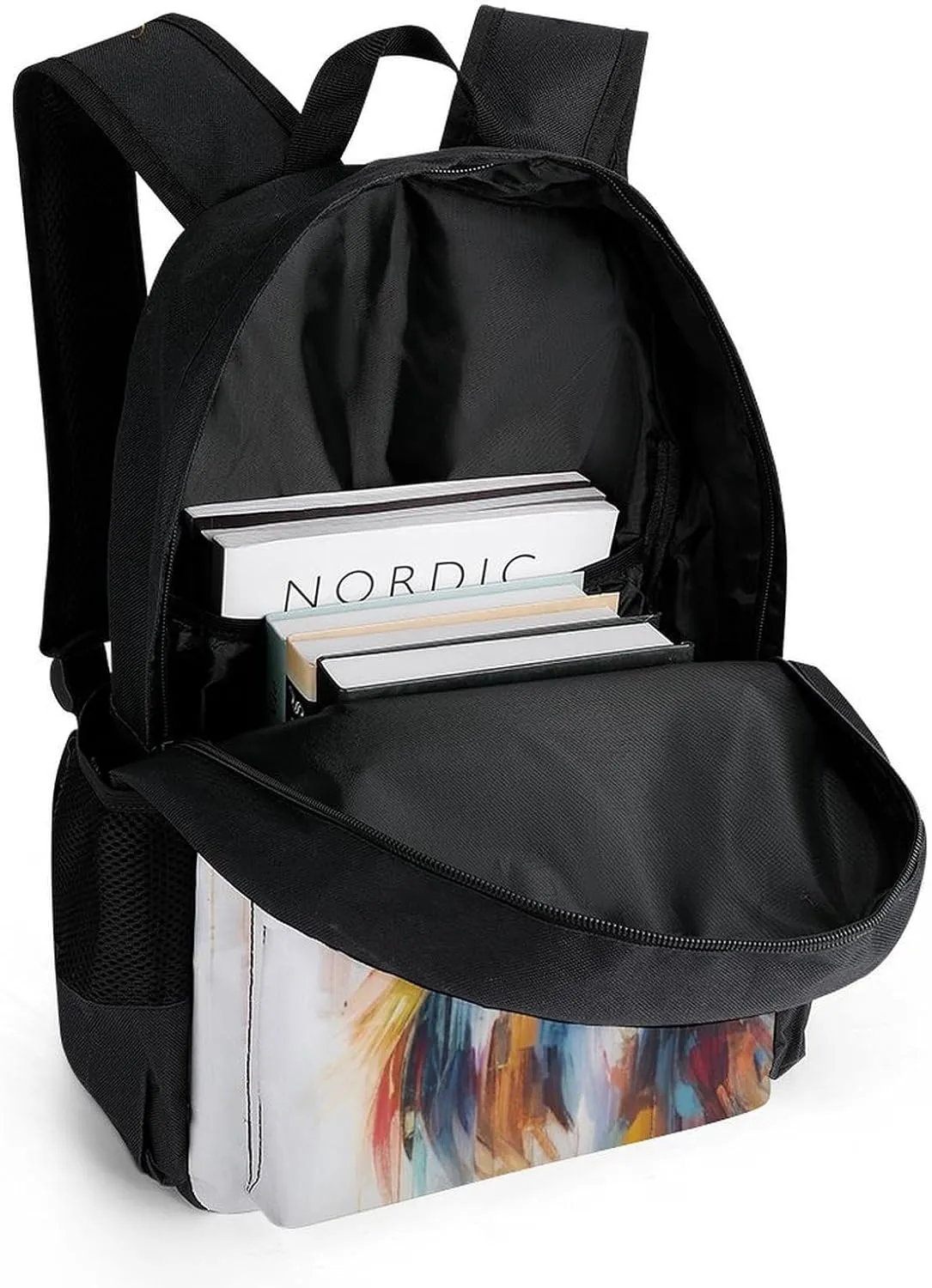 Adults Lightweight Colorful Elk Art Rucksacks Large Capacity Bookbag With Adjustable Shoulder Straps for Trekking Outdoors Bicycle