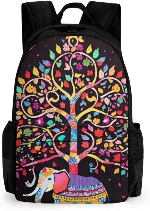 Adults Lightweight Elephant Tree Lucky Art Shoulder Book Bags Big Capacity Shoulder Bag With Adjustable Shoulder Straps for Trekking Work Walking Cycling
