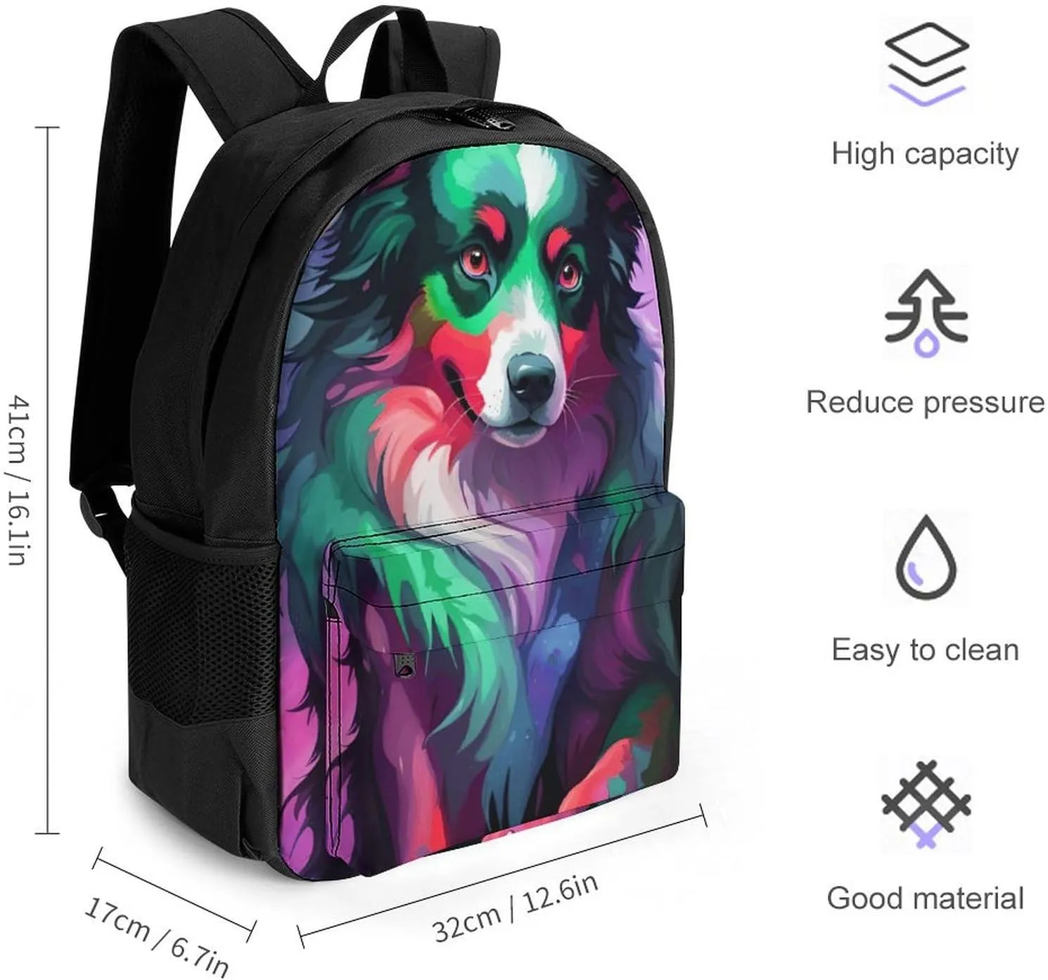 Adults Lightweight Lovely Alaska Dog Art Shoulder Book Bags Big Capacity Shoulder Bag With Adjustable Shoulder Straps for Trekking Work Walking Cycling