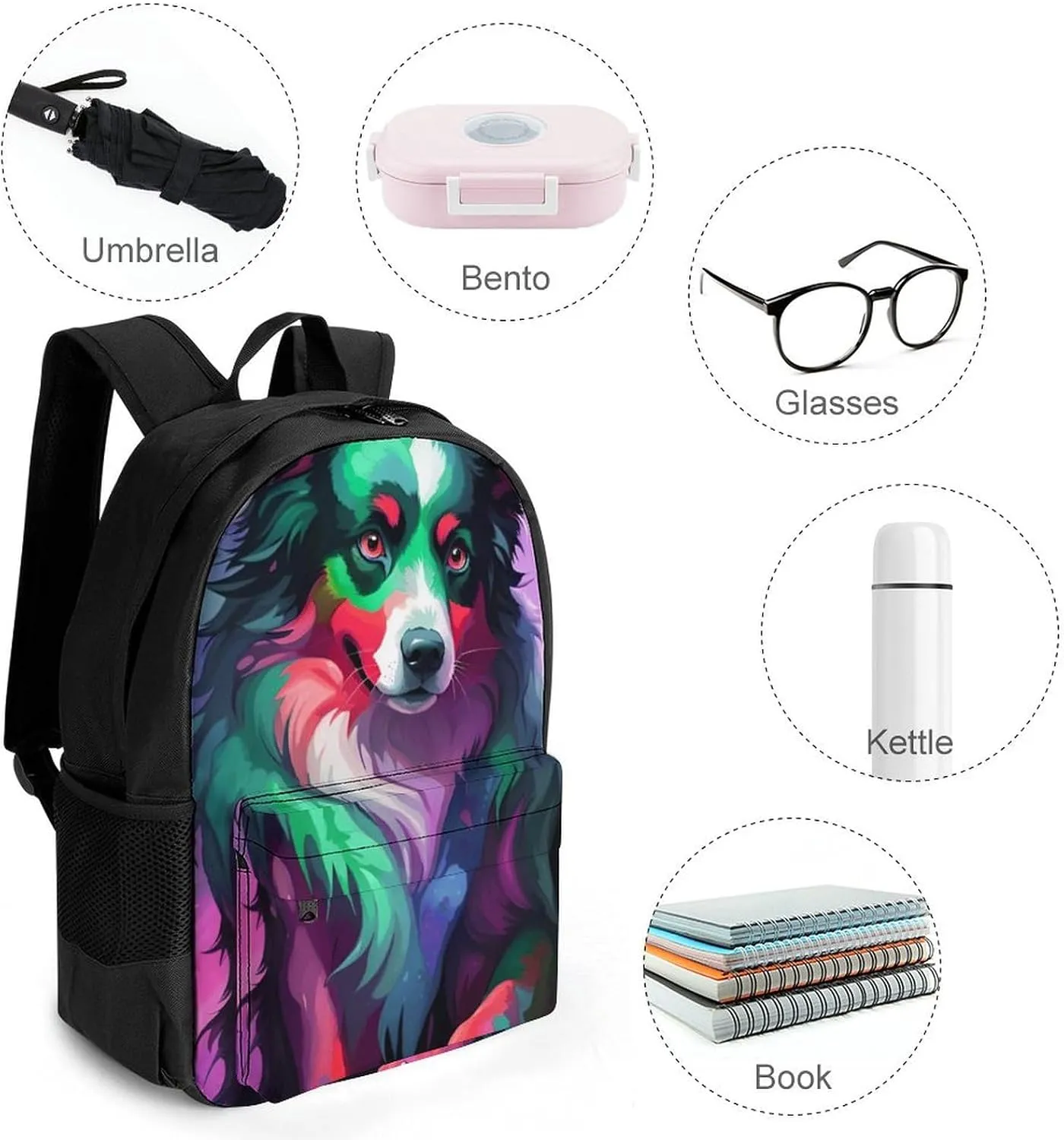 Adults Lightweight Lovely Alaska Dog Art Shoulder Book Bags Big Capacity Shoulder Bag With Adjustable Shoulder Straps for Trekking Work Walking Cycling