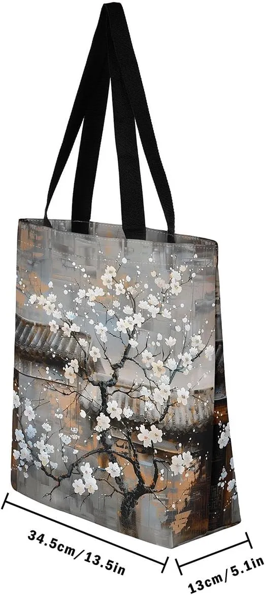 Aesthetic Canvas Tote Bag for Women,Blue Marble Reusable Grocery Handbag,Modern Abstract Shopping Canvas Bags