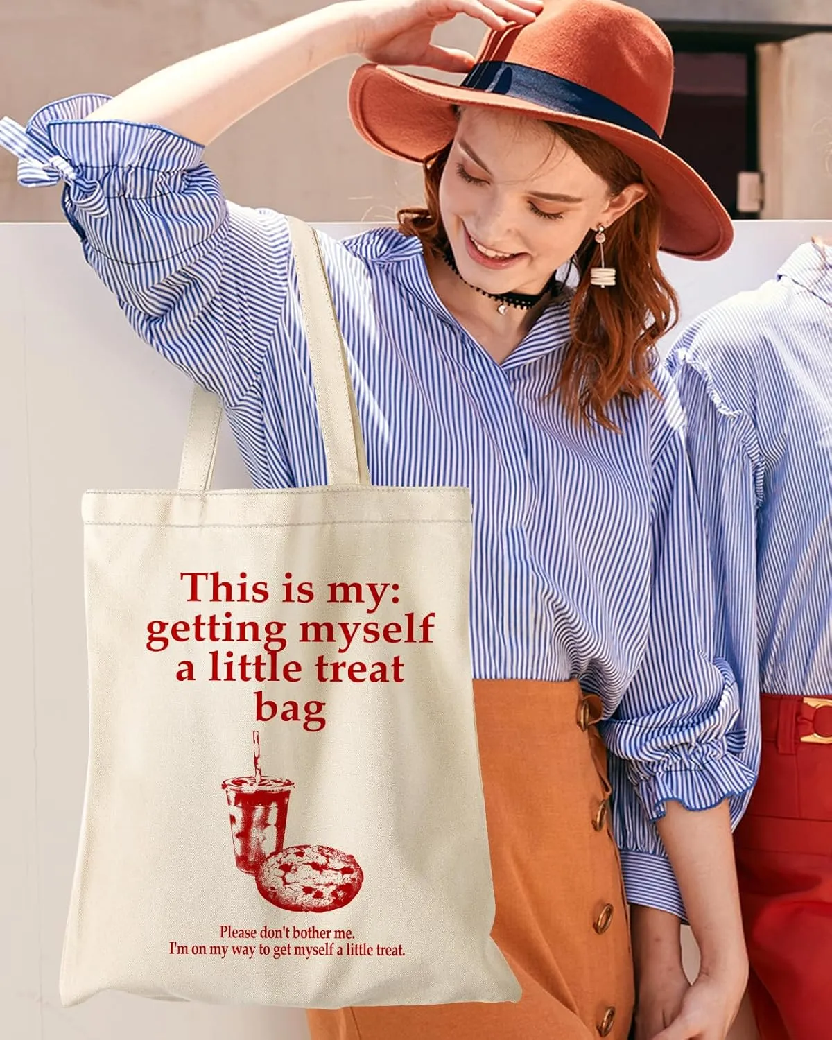 Aesthetic Canvas Tote Bag with Inner Pocket for Women, Cloth Cotton Totes Bag with Pattern for Shopping, Gym