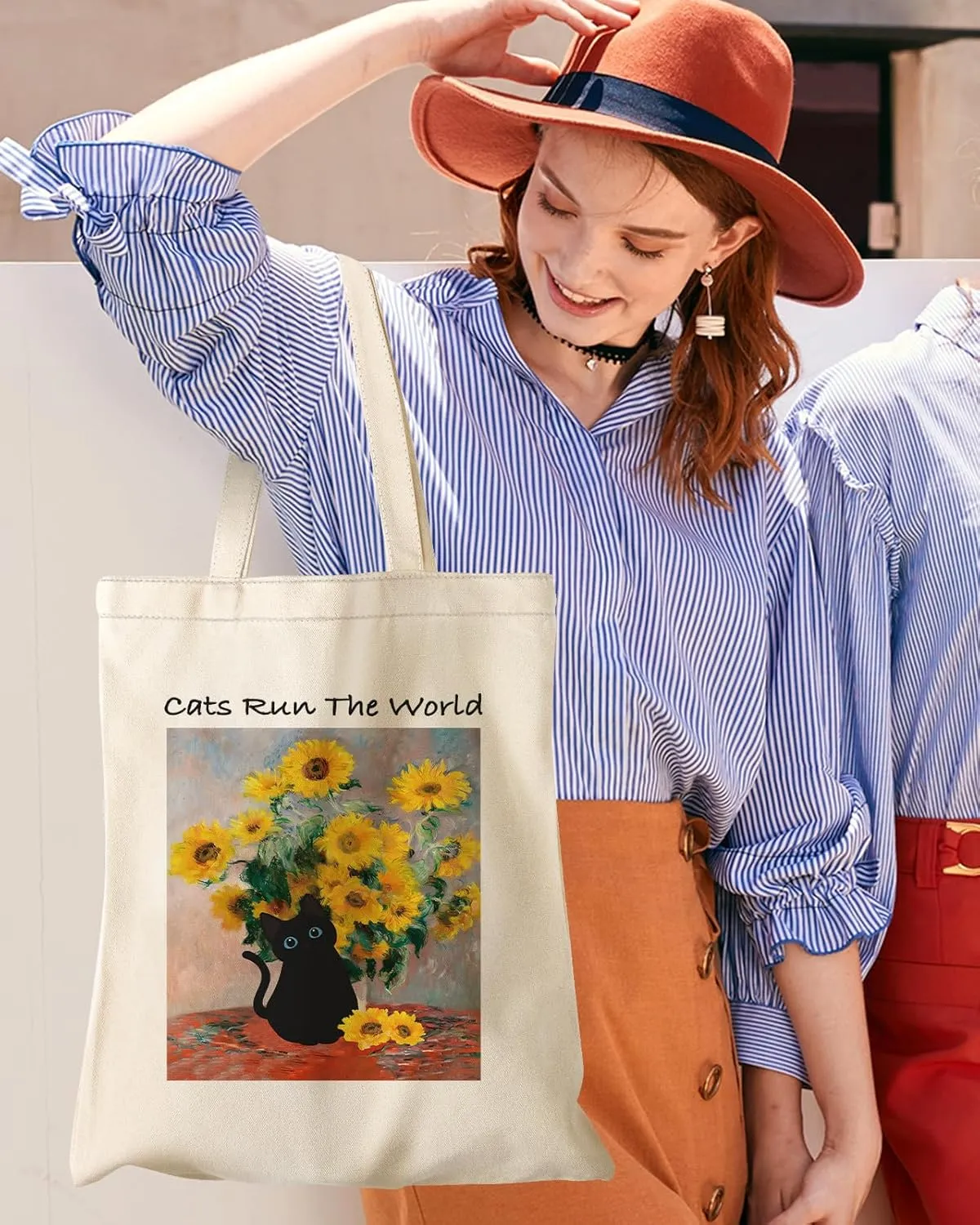 Aesthetic Canvas Tote Bag with Inner Pocket for Women, Cloth Cotton Totes Bag with Pattern for Shopping, Gym