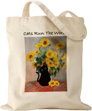 Aesthetic Canvas Tote Bag with Inner Pocket for Women, Cloth Cotton Totes Bag with Pattern for Shopping, Gym