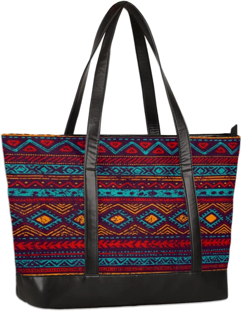 Africa Tribe Exotic Tote Bag with Laptop Compartment Women Work Computer Bag Casual Briefcase Handbag for Travel Office College, Fits Laptop 15.6 inch