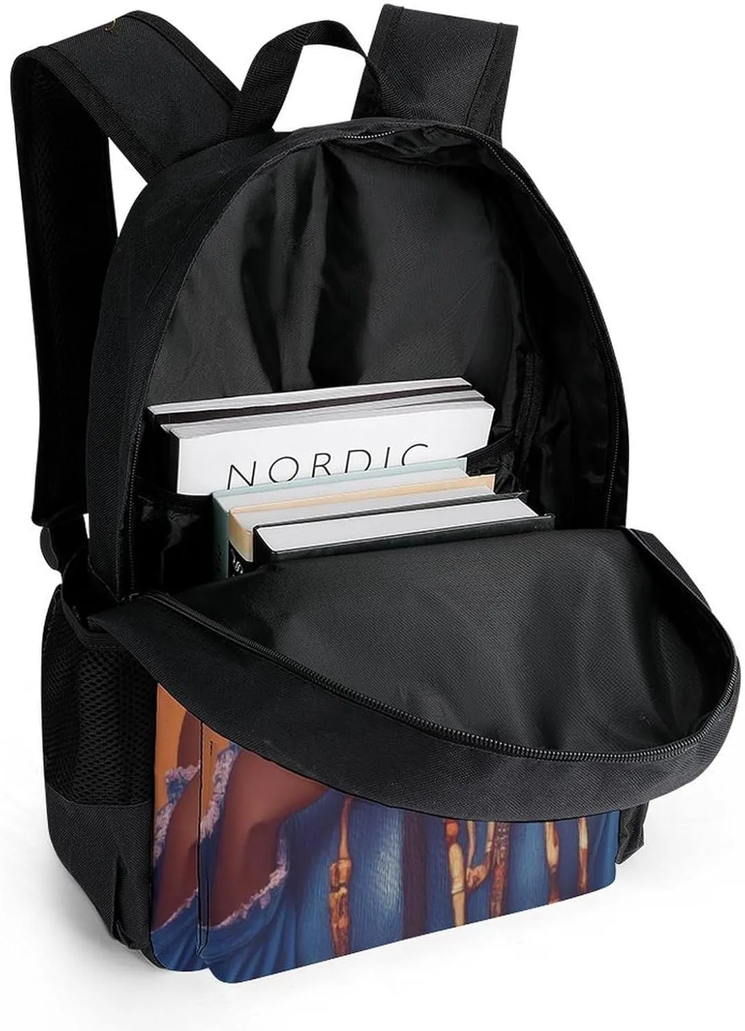 African American Black Woman Woman Art Shoulder Book Bags Polyester Multipurpose Anti-Theft Carry On Bag Large Capacity Travel Hiking & Camping Rucksack