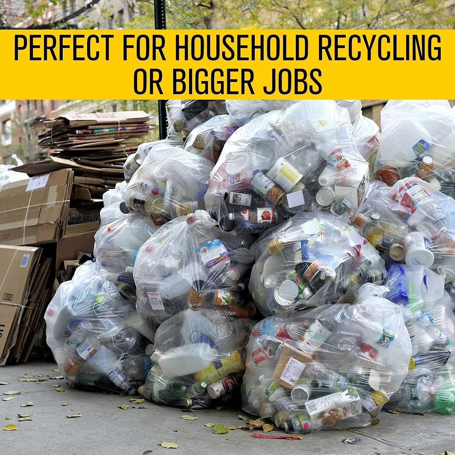 Aluf Plastics 65 Gallon Clear Trash Bags - (Huge 50 Pack) - 50" x 58" - 1.5 MIL - Heavy Duty Industrial Liners Clear Garbage Bags for Recycling, Contractors, Storage, Outdoor