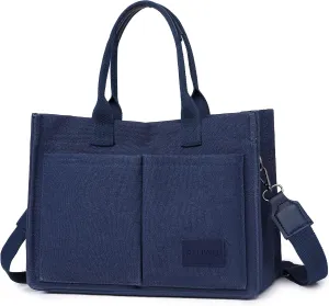 ALUWU Work Tote Bags for Women, Canvas Tote bag Womens Purse Handbags Crossbody Laptop Book Bag for Travel Nurse College Gift