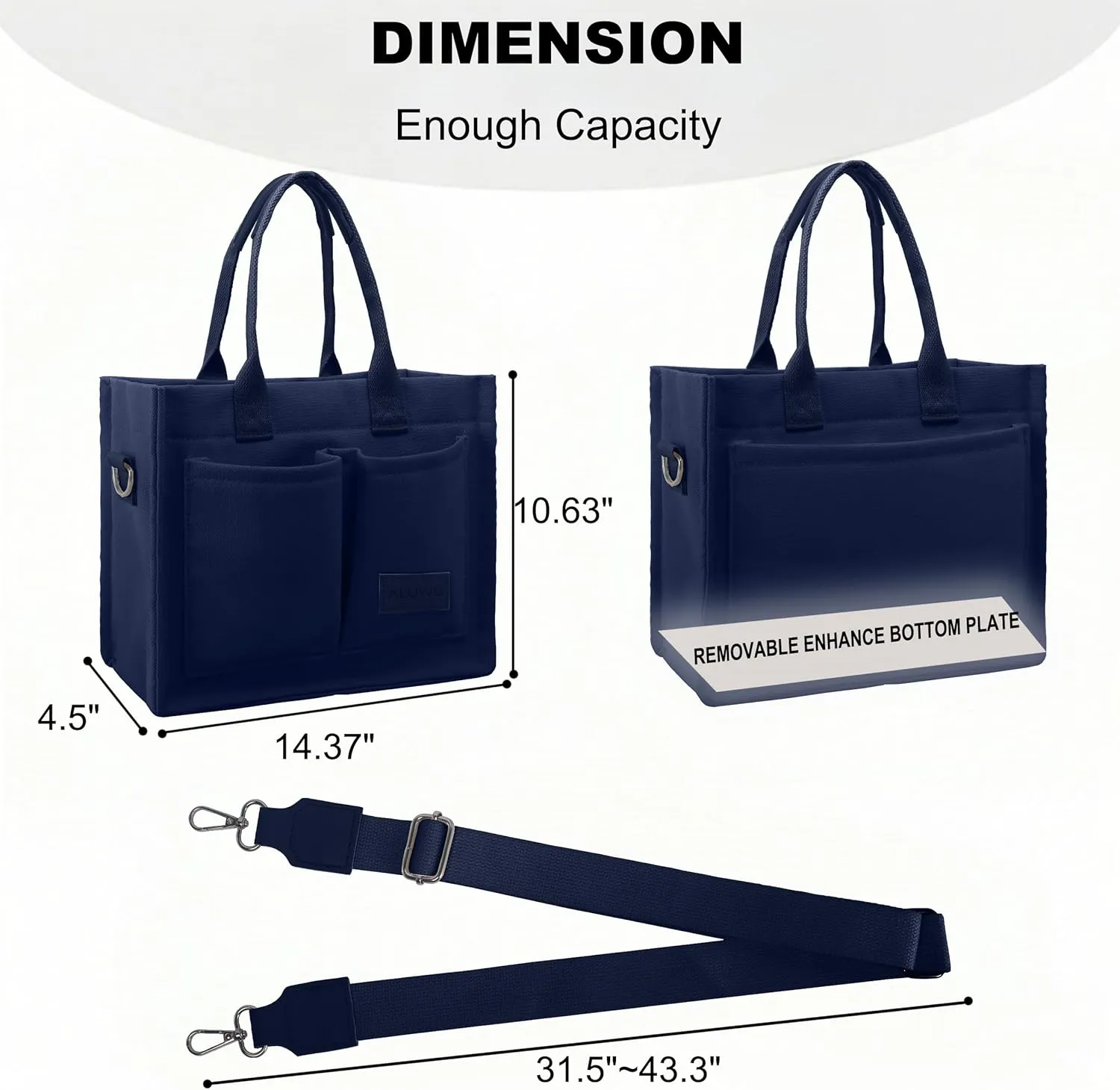 ALUWU Work Tote Bags for Women, Canvas Tote bag Womens Purse Handbags Crossbody Laptop Book Bag for Travel Nurse College Gift