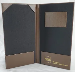 American Express Premium Restaurant Large Hard Cover-Brown Gold- Double Panel Guest Check Presenters (20)