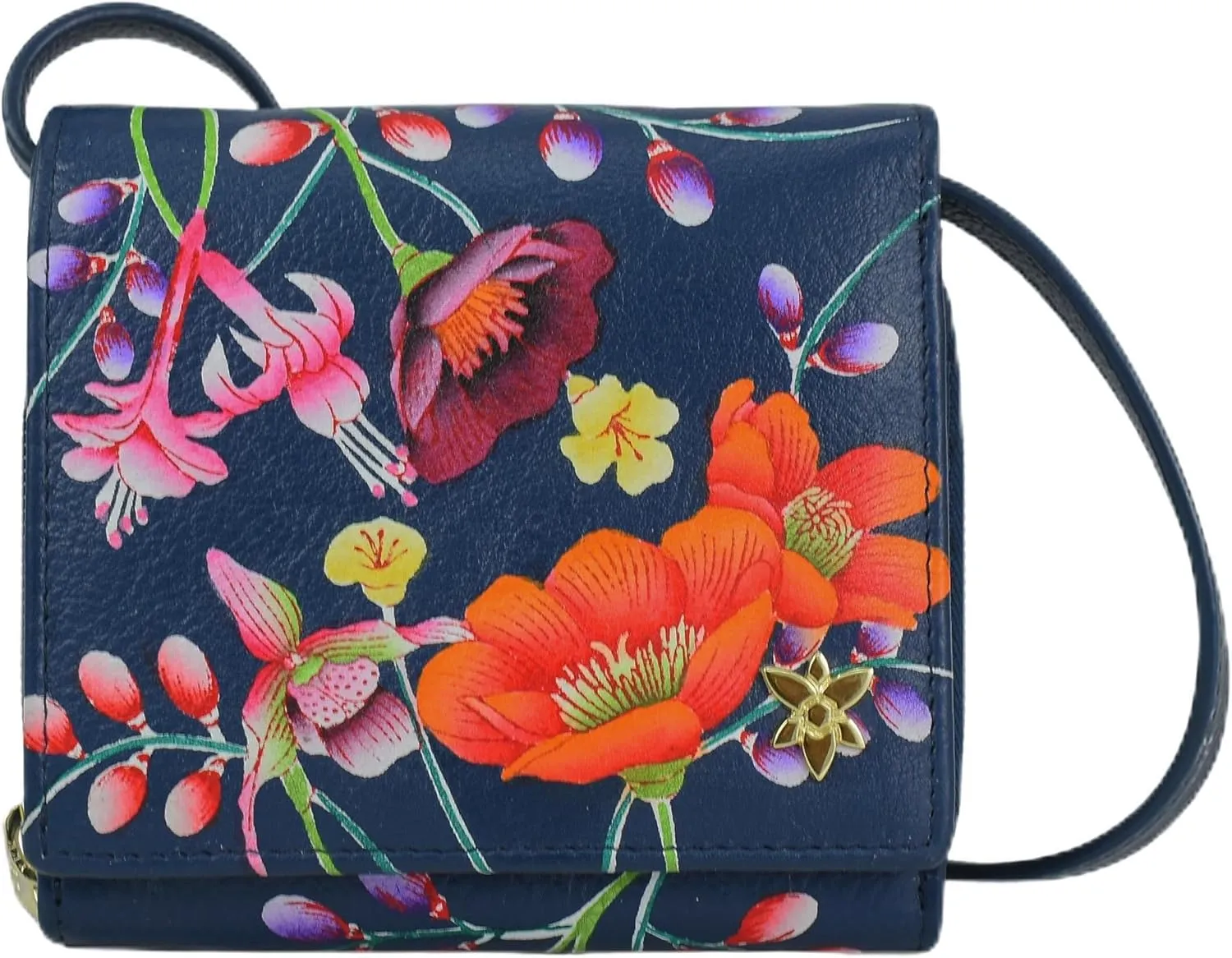 Anuschka Women's Original Hand-Painted Genuine Leather Two Fold Sling Organizer