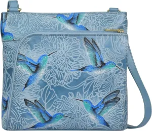 Anuschka Women's Original Hand-Painted Leather Crossbody with Front Zip Organizer & RFID Card Protection