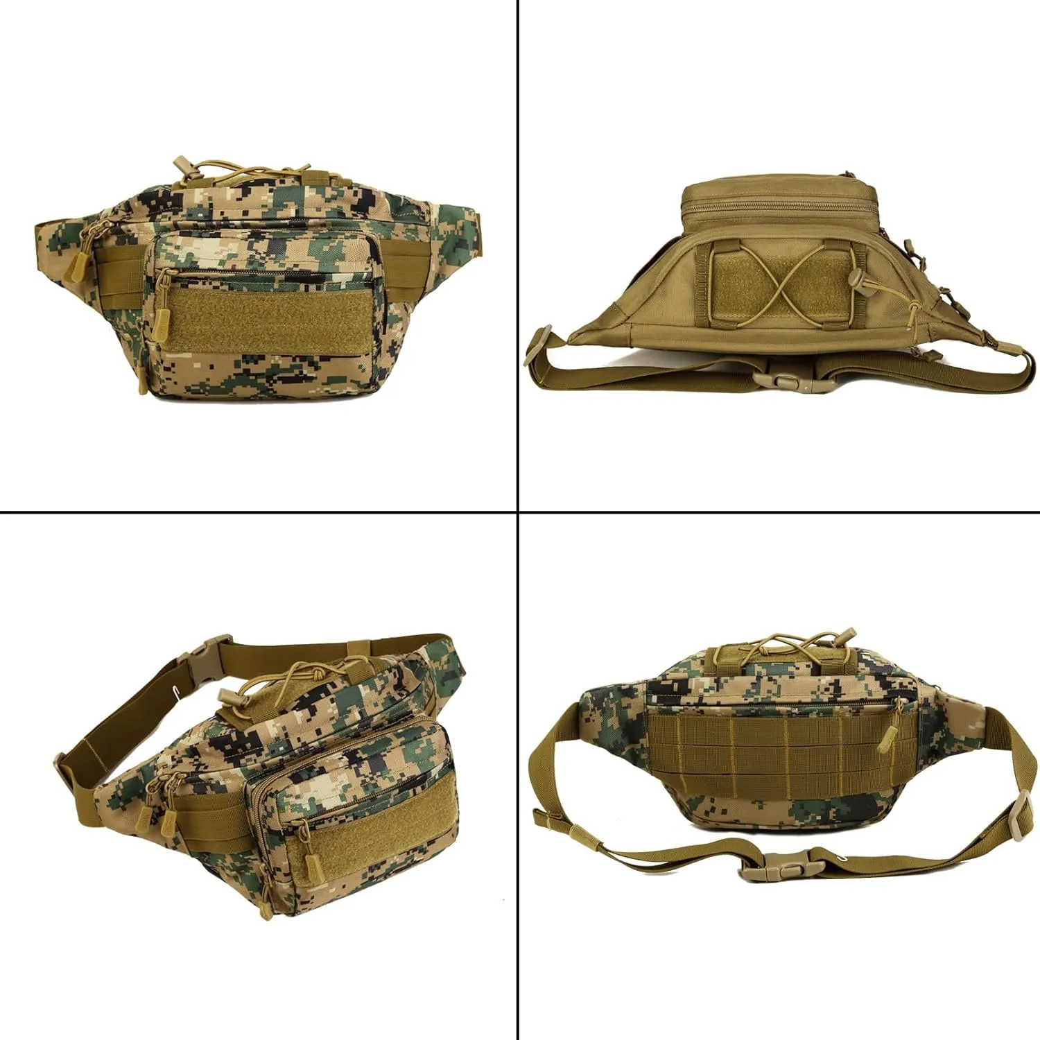 ArcEnCiel Tactical Fanny Pack for Men Waist Bag Military Hip Belt Outdoor Hiking Fishing Bumbag with Patch