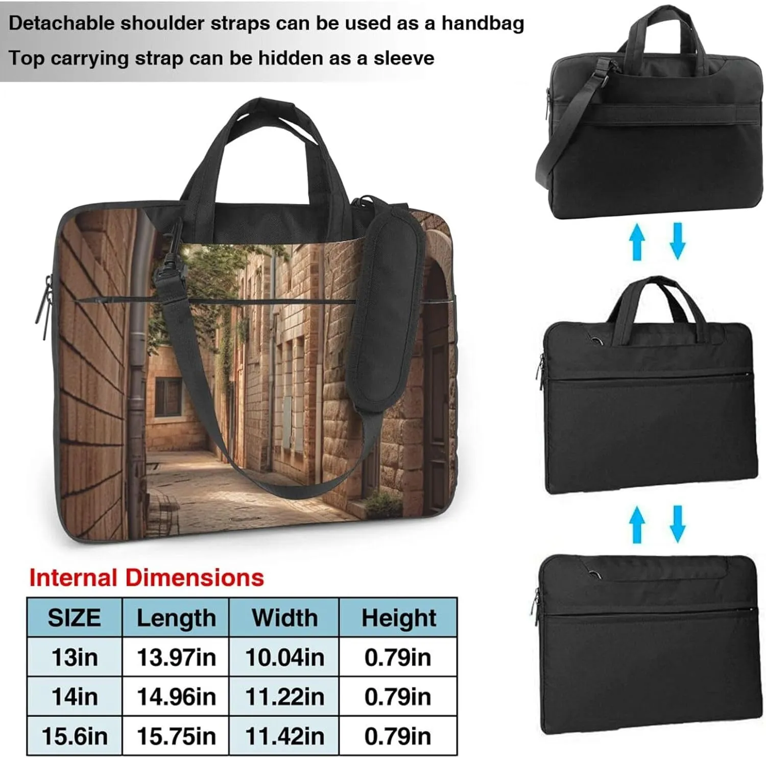 Architecture Streets Houses Print Laptop Shoulder Bag With Shoulder Strap Briefcase Slim Computer Bag For Women Men