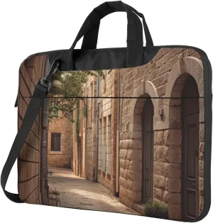 Architecture Streets Houses Print Laptop Shoulder Bag With Shoulder Strap Briefcase Slim Computer Bag For Women Men