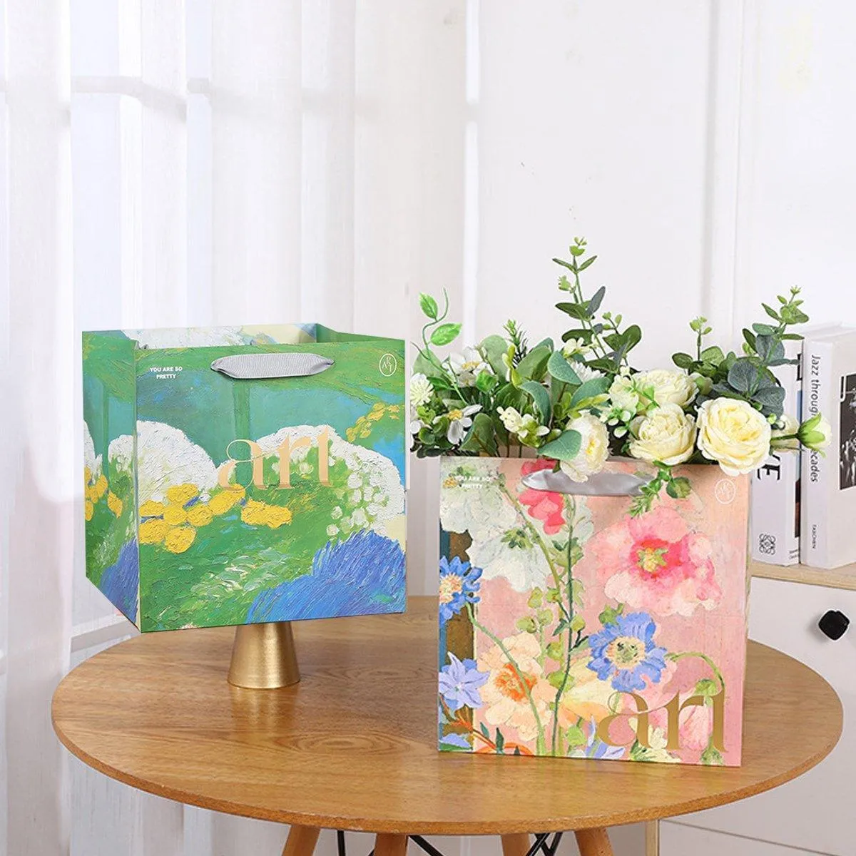 Artistic Present Paper Bags 2 Colors 10PCS