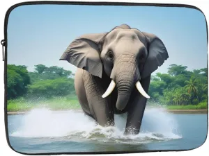 Asian Elephant in The Water Prints Shockproof Portable Laptop Sleeve Bag 12 inch - Protective Case for Men and Women's Business Travel, Office Daily Use