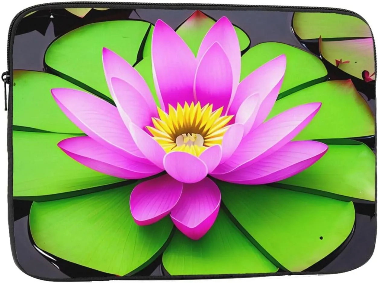 Asian Lotus Flower Prints Shockproof Portable Laptop Sleeve Bag 15 inch - Protective Case for Men and Women's Business Travel, Office Daily Use