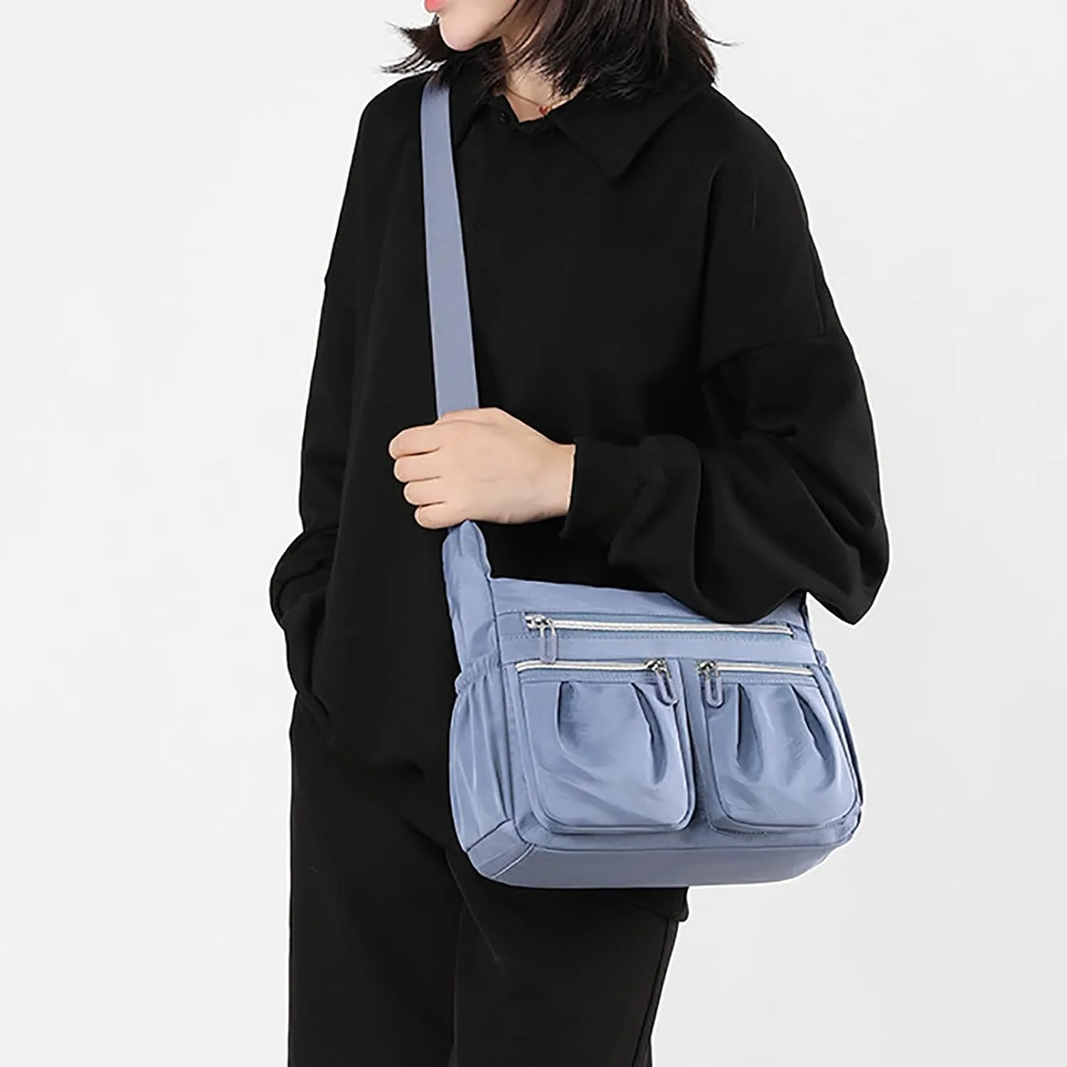 Athletic Crossbody Bags for Women Fabric Nylon Multi Pocket Crossbody Bags Carry Options for Work and Daily Use(BU1)