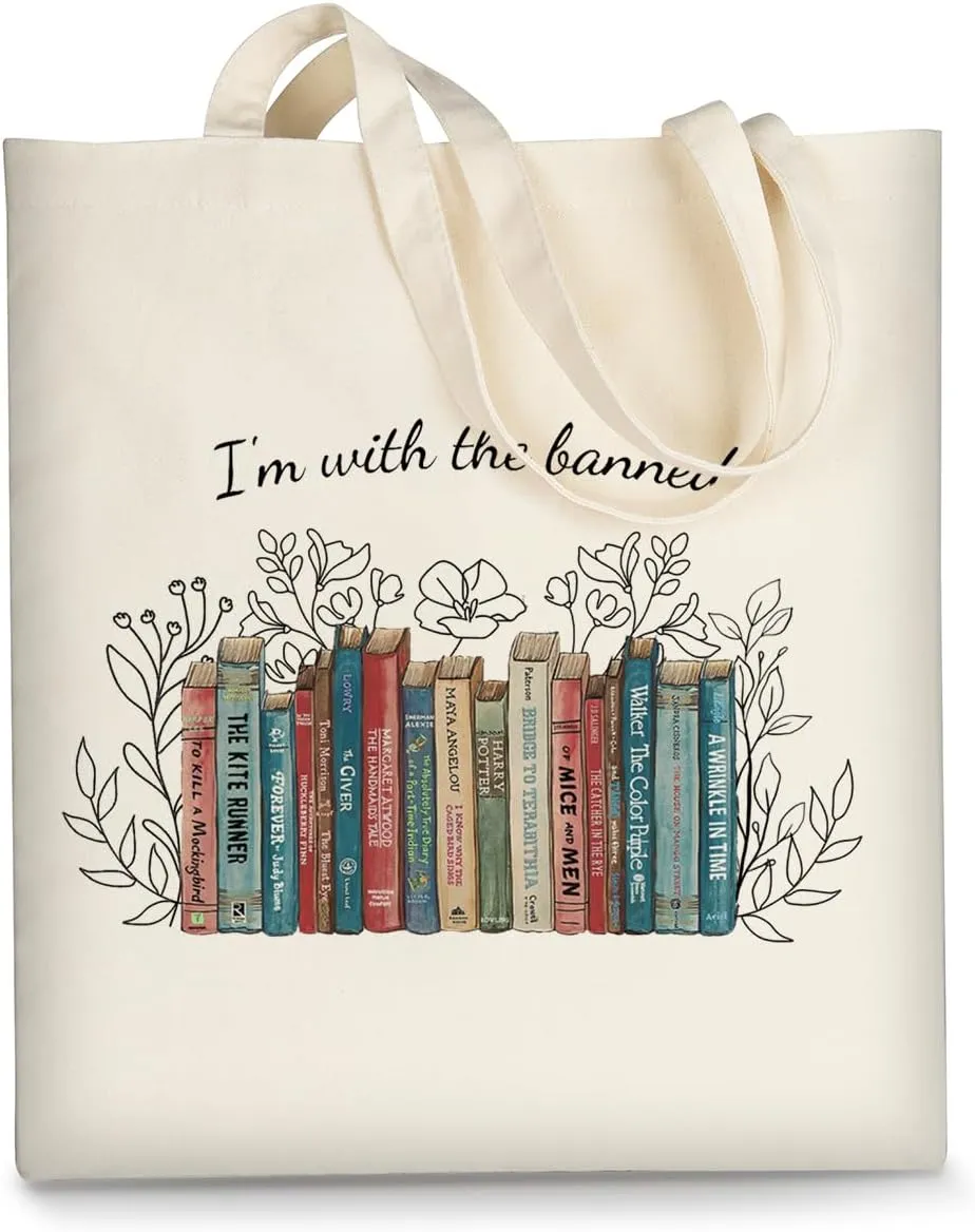 AUSVKAI Canvas Tote Bag Aesthetic Cute For Women College Grocery Bag Cotton Cloth Beach Totes Gift
