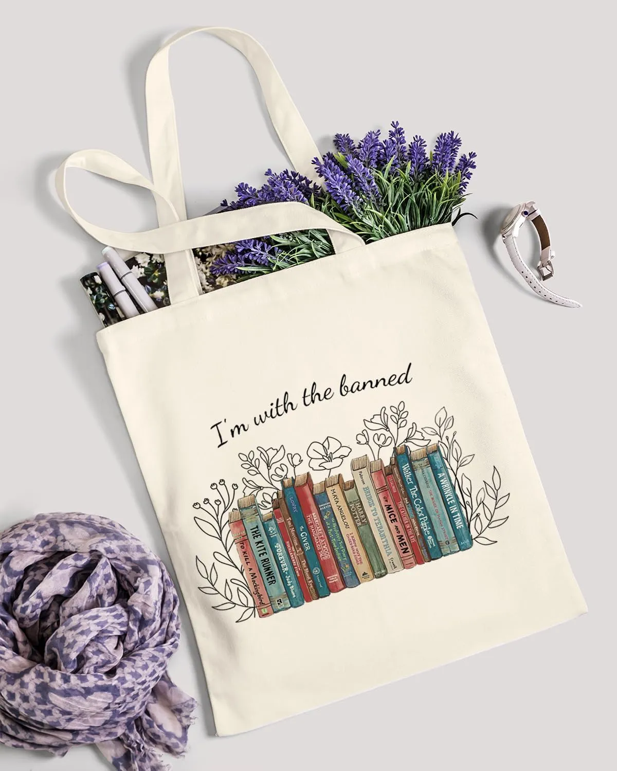 AUSVKAI Canvas Tote Bag Aesthetic Cute For Women College Grocery Bag Cotton Cloth Beach Totes Gift