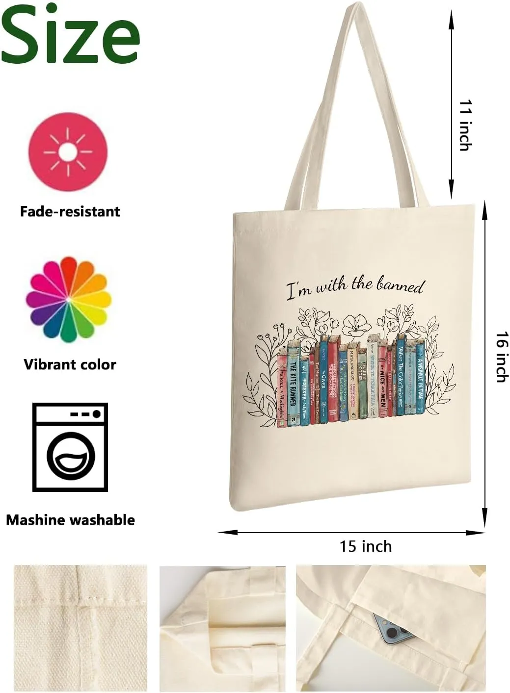 AUSVKAI Canvas Tote Bag Aesthetic Cute For Women College Grocery Bag Cotton Cloth Beach Totes Gift
