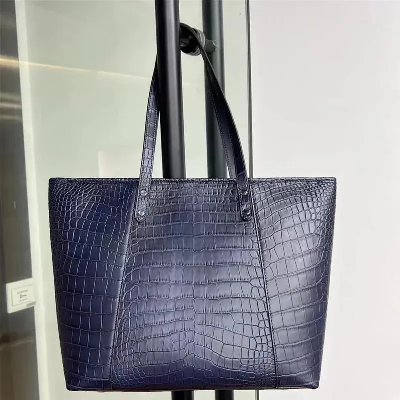 Authentic Crocodile Skin Lady Large Totes Genuine Alligator Leather Female Top-handle Handbag Women Single Shoulder Bag